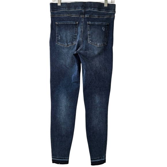SPANX Distressed Ankle Skinny Pull On High Rise Jeans Raw Hem Size M - Picture 3 of 10